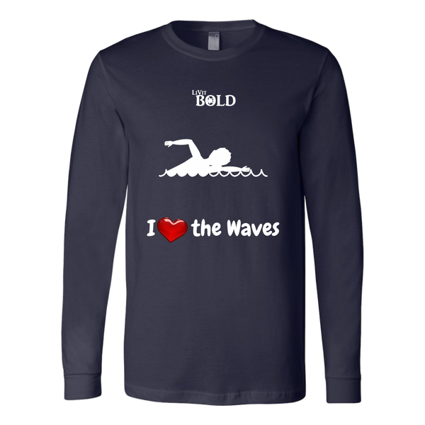 LiVit BOLD Canvas Long Sleeve Shirt - I Heart the Waves - Swimming - LiVit BOLD