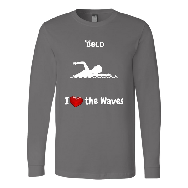 LiVit BOLD Canvas Long Sleeve Shirt - I Heart the Waves - Swimming - LiVit BOLD