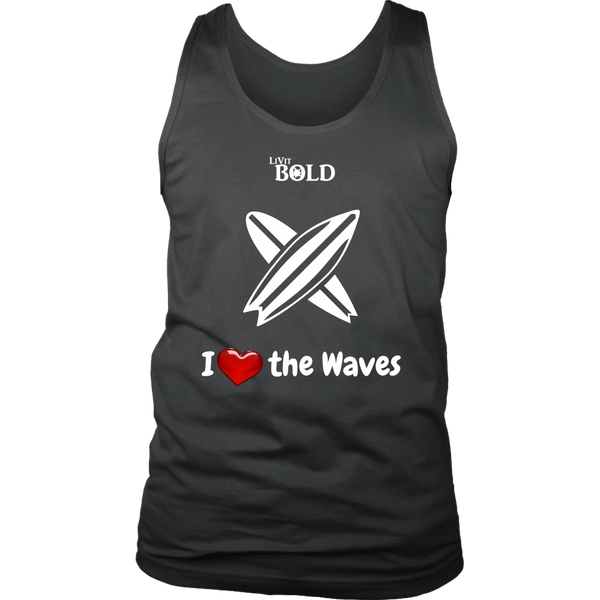 LiVit BOLD Men's Tank - I Heart the Waves - Surfing - LiVit BOLD