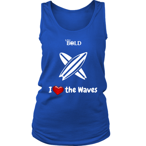 LiVit BOLD District Women's Tank - I Heart the Waves - Surfing - LiVit BOLD