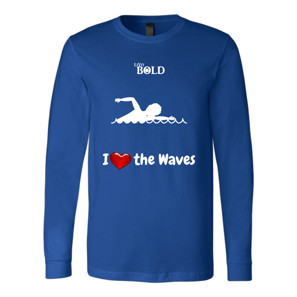 LiVit BOLD Canvas Long Sleeve Shirt - I Heart the Waves - Swimming - LiVit BOLD