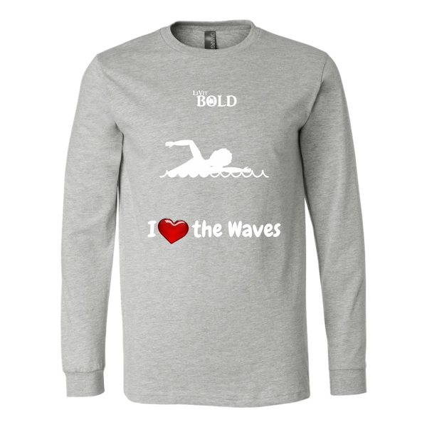 LiVit BOLD Canvas Long Sleeve Shirt - I Heart the Waves - Swimming - LiVit BOLD