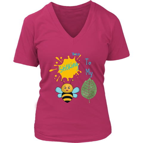 Sticking To My (Bee-Leaf) Belief - Women's V-Neck T-Shirt - LiVit BOLD - 8 Colors - LiVit BOLD