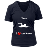 LiVit BOLD District Women's V-Neck Shirt - I Heart the Waves - Swimming - LiVit BOLD