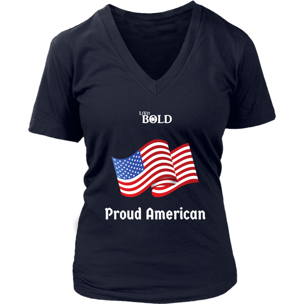 LiVit BOLD District Women's V-Neck Shirt - Proud American - LiVit BOLD