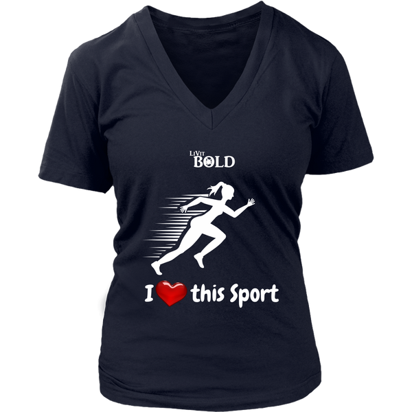 LiVit BOLD District Women's V-Neck Shirt - I Heart this Sport - Track & Field - LiVit BOLD