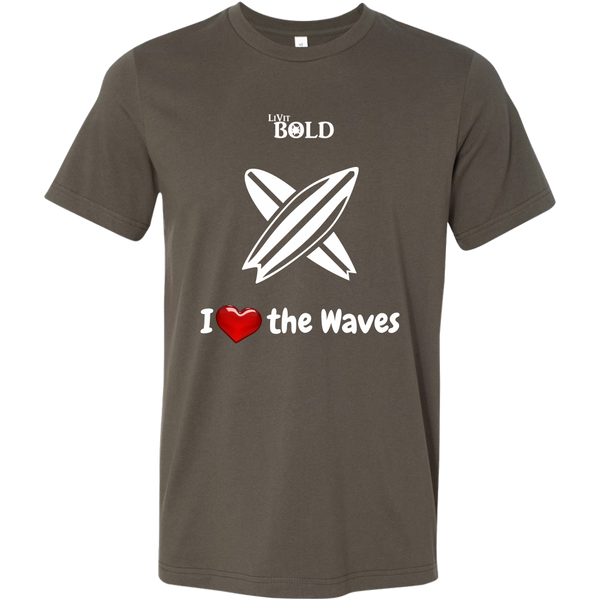 LiVit BOLD Canvas Men's Shirt - I Heart the Waves - Surfing - LiVit BOLD