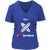 LiVit BOLD District Women's V-Neck Shirt - I Heart the Waves - Surfing - LiVit BOLD