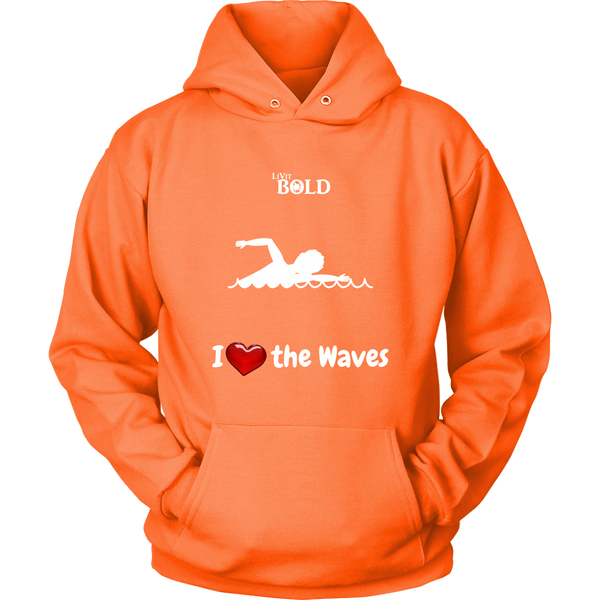 LiVit BOLD Hoodies for Men & Women - I Heart the Waves - Swimming - LiVit BOLD