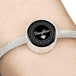 LiVit BOLD "Daughter" Circle Charm Bracelet - w/ Dia pic - Gray text - LiVit BOLD
