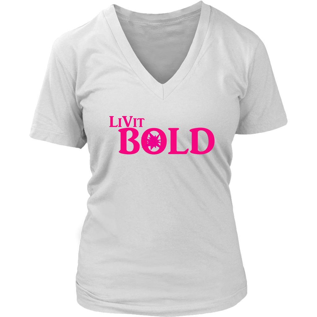 LiVit BOLD District Women's V-Neck Shirt Hot Pink - LiVit BOLD