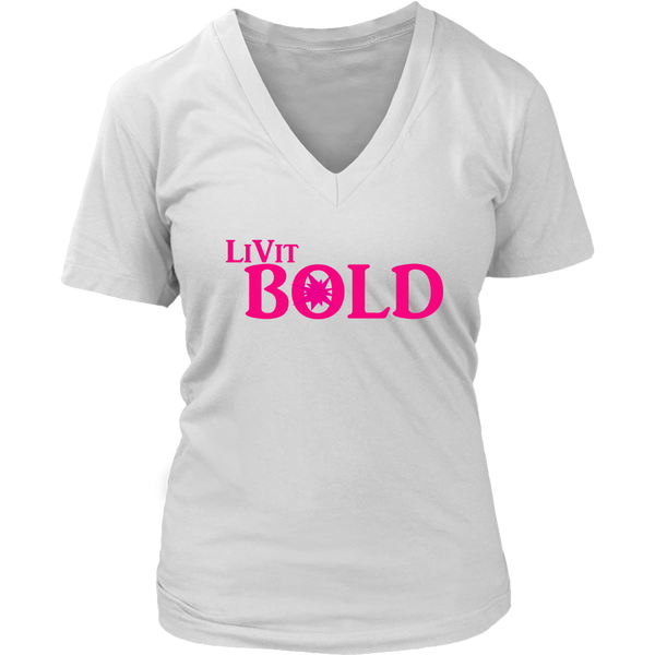 LiVit BOLD District Women's V-Neck Shirt Hot Pink - LiVit BOLD