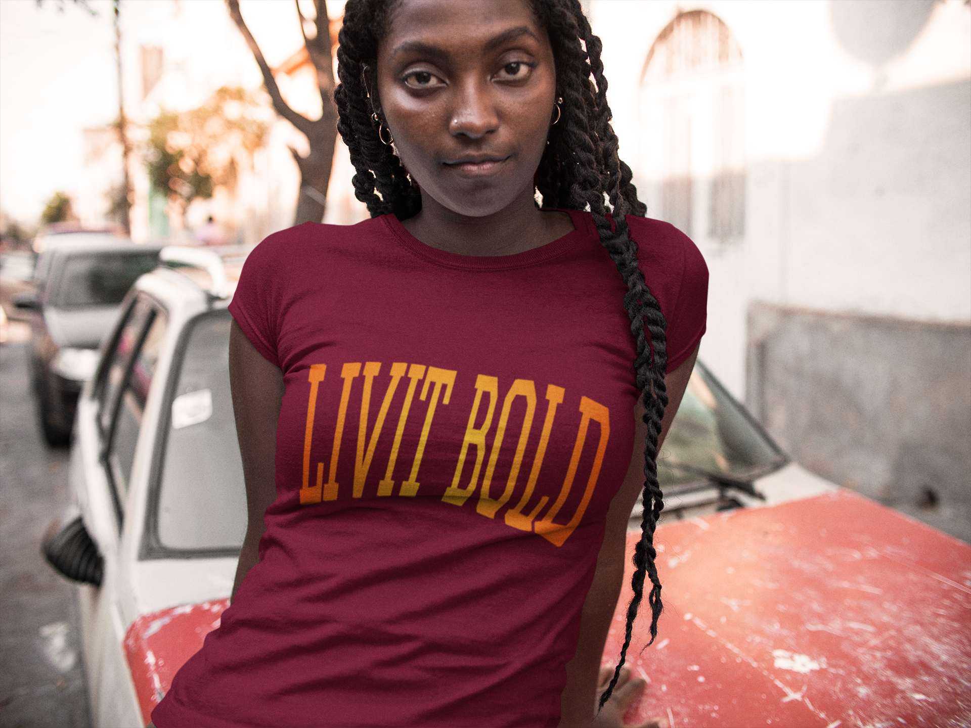 LIVIT BOLD Maroon with Orange Unisex T-Shirt