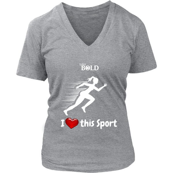 LiVit BOLD District Women's V-Neck Shirt - I Heart this Sport - Track & Field - LiVit BOLD