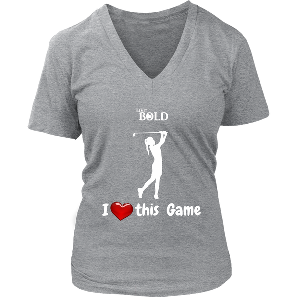 LiVit BOLD District Women's V-Neck Shirt - I Heart this Game - Golf - LiVit BOLD