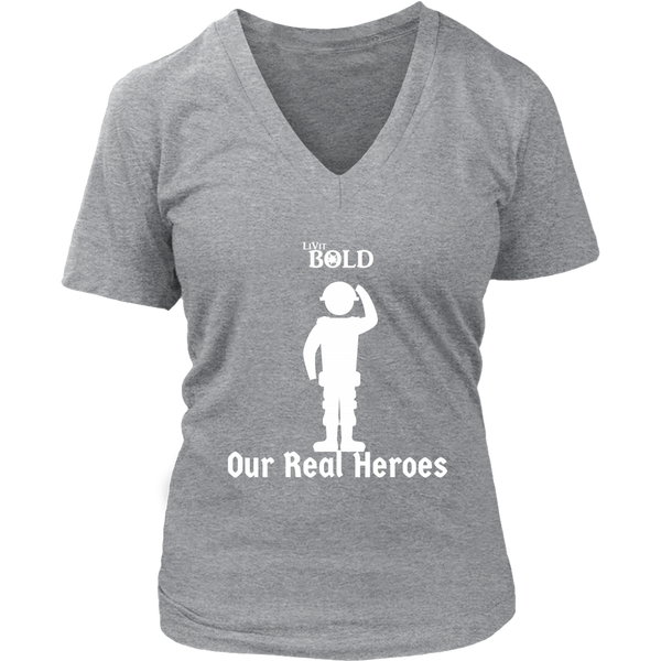 LiVit BOLD District Women's V-Neck Shirt - Our Real Heroes - Army Style - LiVit BOLD