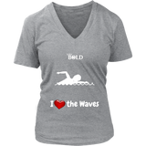 LiVit BOLD District Women's V-Neck Shirt - I Heart the Waves - Swimming - LiVit BOLD