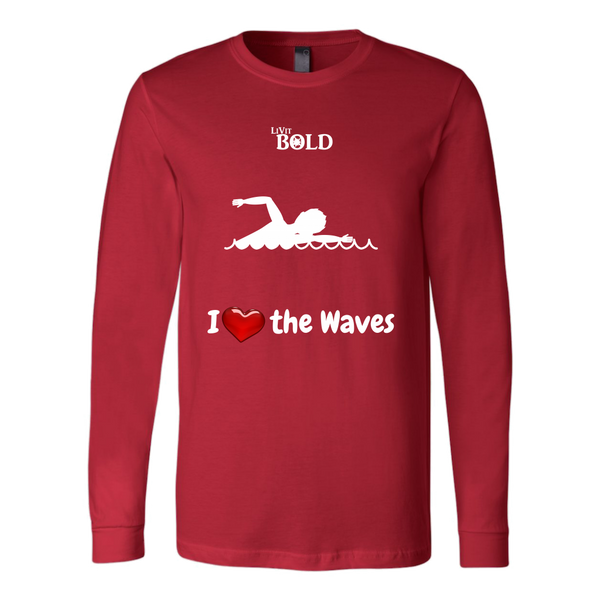 LiVit BOLD Canvas Long Sleeve Shirt - I Heart the Waves - Swimming - LiVit BOLD