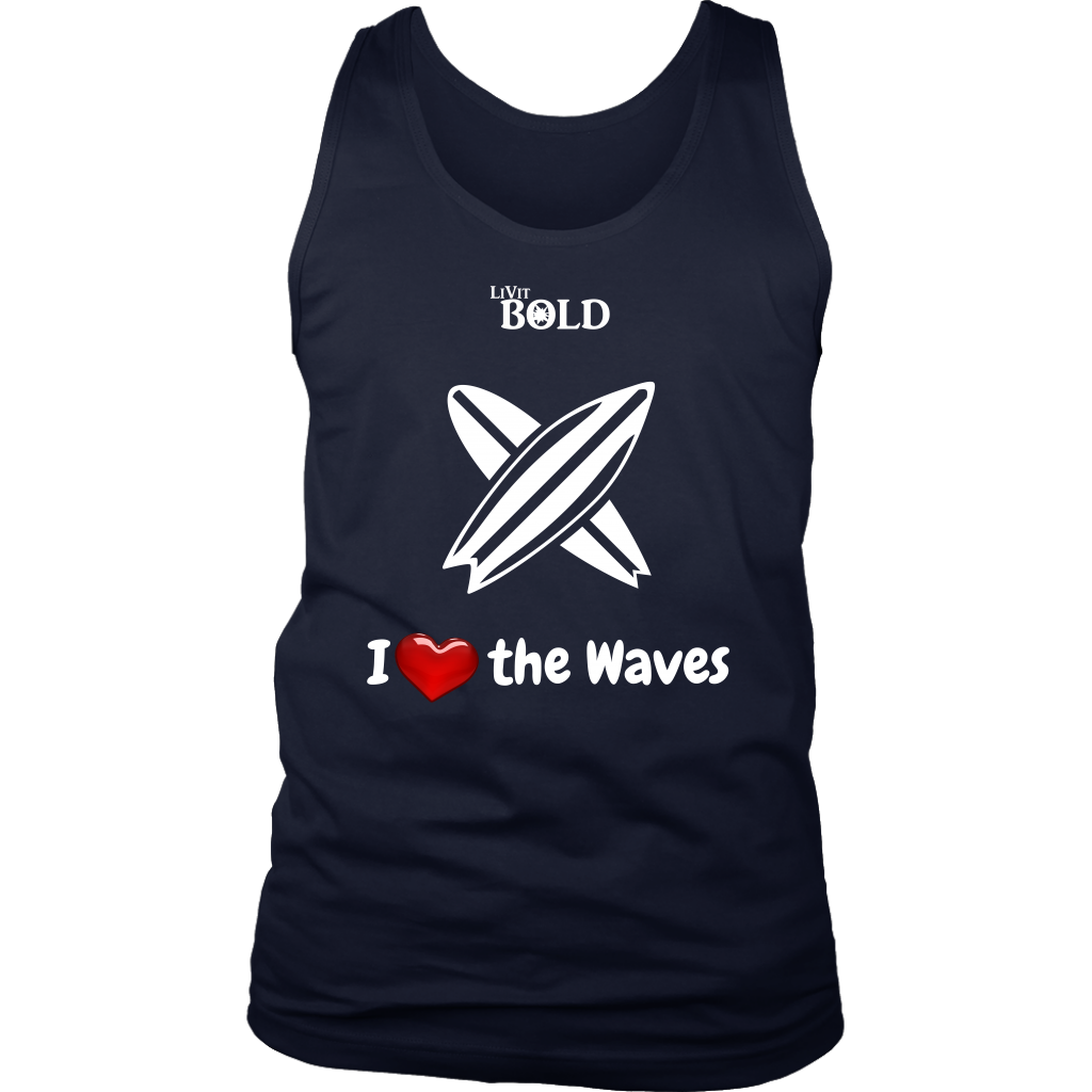 LiVit BOLD Men's Tank - I Heart the Waves - Surfing - LiVit BOLD