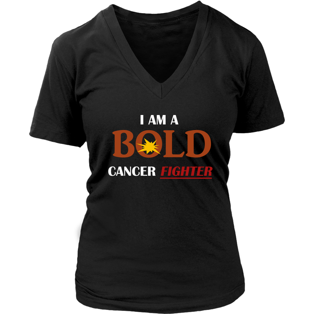 I Am A BOLD Cancer Fighter - Ladies' V-Neck Top - LiVit BOLD - LiVit BOLD