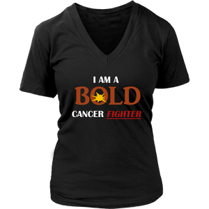 I Am A BOLD Cancer Fighter - Ladies' V-Neck Top - LiVit BOLD - LiVit BOLD