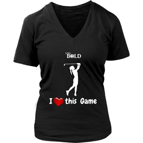 LiVit BOLD District Women's V-Neck Shirt - I Heart this Game - Golf - LiVit BOLD