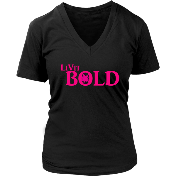 LiVit BOLD District Women's V-Neck Shirt Hot Pink - LiVit BOLD