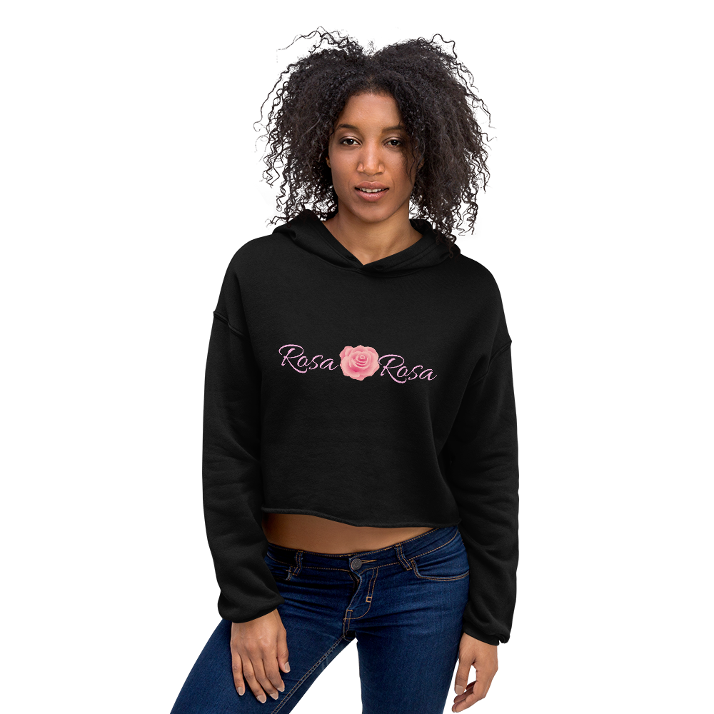 Rosa Rosa (Pink Rose in Italian) Women's Fleece Crop Hoodie - 3 Colors - LiVit BOLD