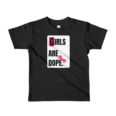 Girls Are Dope (GAD) White Box Logo with Funky Pink Bow Tie Black Short sleeve girls t-shirt - LiVit BOLD