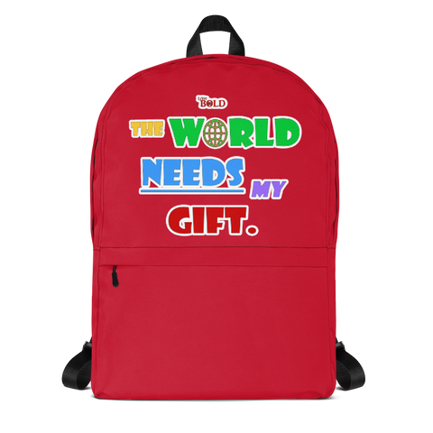 THE WORLD NEEDS MY GIFT BACKPACK - RED - LiVit BOLD