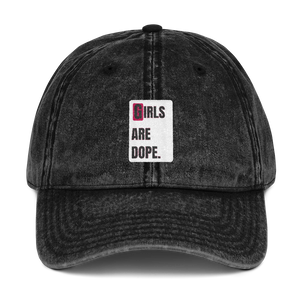 Girls Are Dope White Box Logo Vintage Cotton Twill Cap - Black, Navy & Maroon Colors - LiVit BOLD