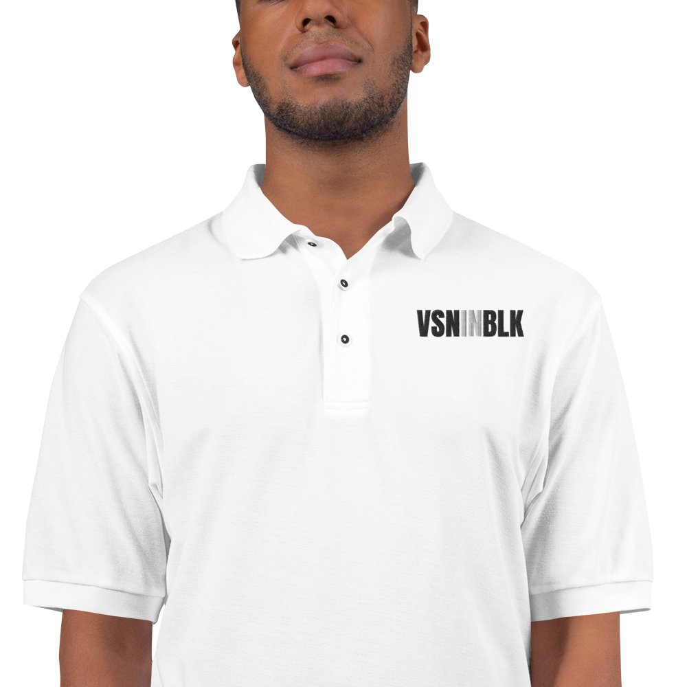 VSNINBLK Men's Premium Polo - White - LiVit BOLD