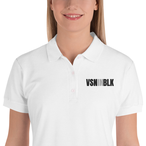 VSNINBLK Embroidered Women's Polo Shirt - White - LiVit BOLD