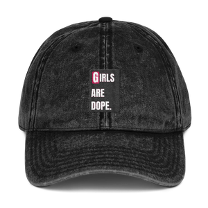 Girls Are Dope Black Box Logo Vintage Cotton Twill Cap - Black Color - LiVit BOLD