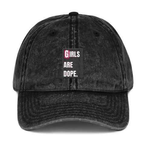 Girls Are Dope Black Box Logo Vintage Cotton Twill Cap - Black Color - LiVit BOLD