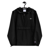 VSNINBLK Embroidered Champion Packable Jacket - Black - LiVit BOLD