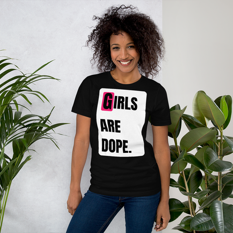 Girls Are Dope (GAD) White Box Logo Black Short-Sleeve T-Shirt - LiVit BOLD