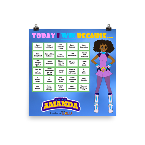 Star Amanda - Today I Win 30-Day Motivational Photo Paper Poster for Students - LiVit BOLD - LiVit BOLD