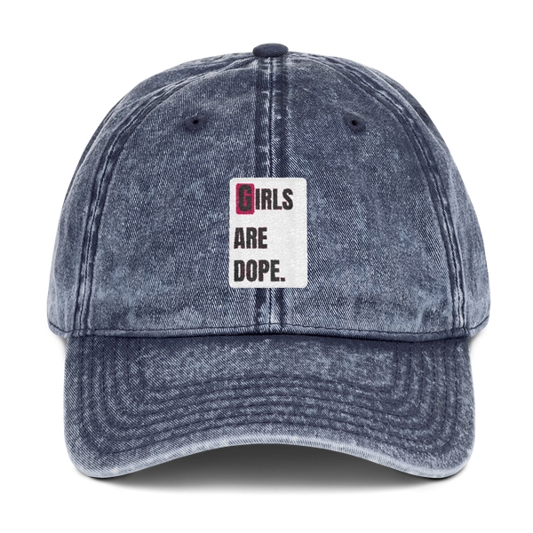 Girls Are Dope White Box Logo Vintage Cotton Twill Cap - Black, Navy & Maroon Colors - LiVit BOLD