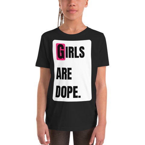 Girls Are Dope (GAD) White Box Logo Black Short Sleeve Girl Size T-Shirt - LiVit BOLD
