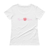 Rosa Rosa (Pink Rose in Italian) Ladies Sheer Scoopneck T-Shirt with Tear Away Label - LiVit BOLD