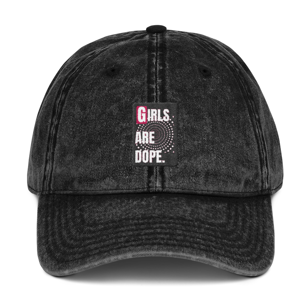 Girls Are Dope It's A Swirly World Vintage Cotton Twill Cap - Black, Navy & Maroon Colors - LiVit BOLD