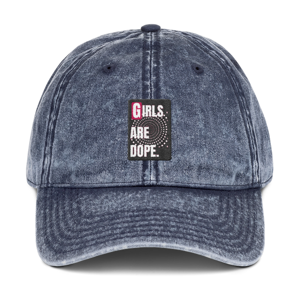 Girls Are Dope It's A Swirly World Vintage Cotton Twill Cap - Black, Navy & Maroon Colors - LiVit BOLD