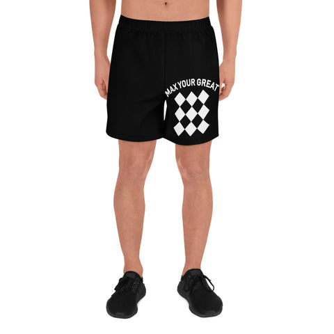 Max Your Great Men's Athletic Long Shorts - Front and Back Print - LiVit BOLD