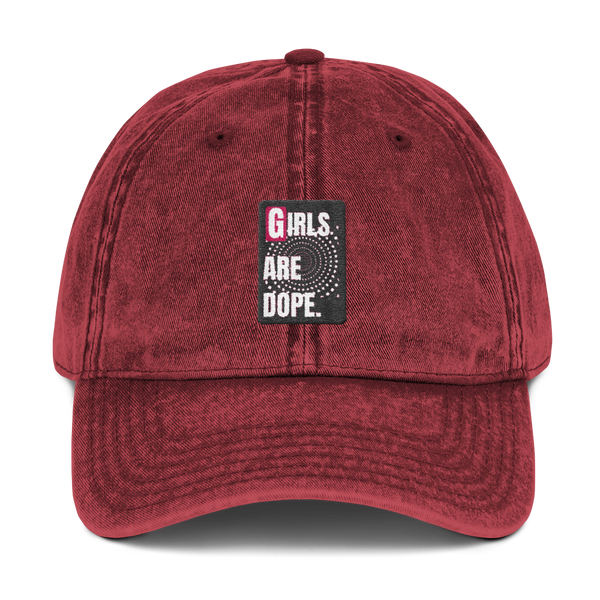 Girls Are Dope It's A Swirly World Vintage Cotton Twill Cap - Black, Navy & Maroon Colors - LiVit BOLD