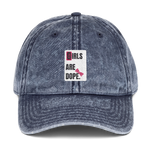 Girls Are Dope White Box Logo with Bow Tie Vintage Cotton Twill Cap - Black, Navy & Maroon Colors - LiVit BOLD