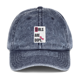 Girls Are Dope White Box Logo with Bow Tie Vintage Cotton Twill Cap - Black, Navy & Maroon Colors - LiVit BOLD