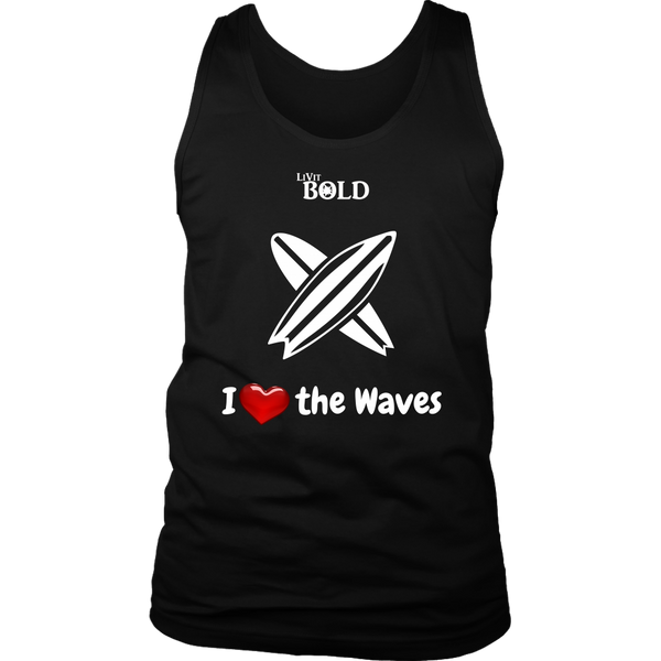 LiVit BOLD Men's Tank - I Heart the Waves - Surfing - LiVit BOLD