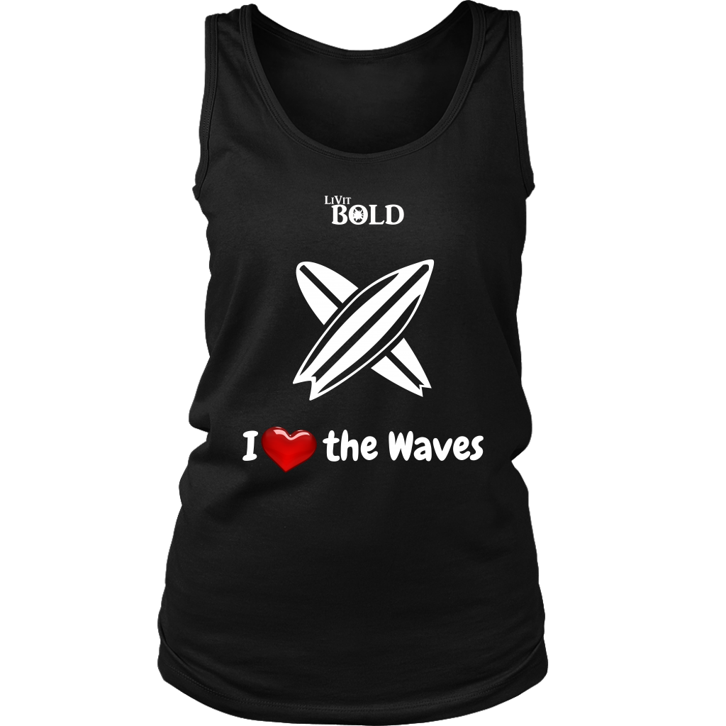 LiVit BOLD District Women's Tank - I Heart the Waves - Surfing - LiVit BOLD