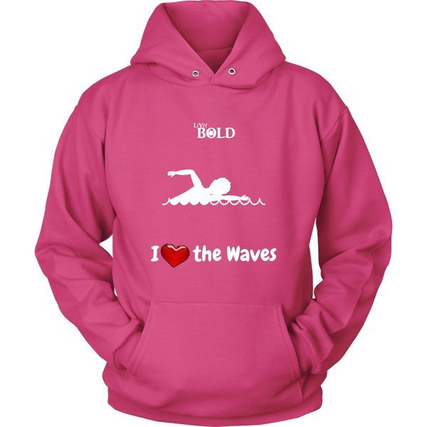 LiVit BOLD Hoodies for Men & Women - I Heart the Waves - Swimming - LiVit BOLD